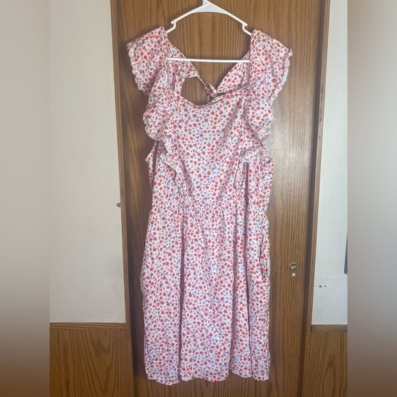 Old Navy Floral Waist-Defined Flutter Sleeve Tie-Back Mini Dress Women’s 3X - Picture 3 of 10